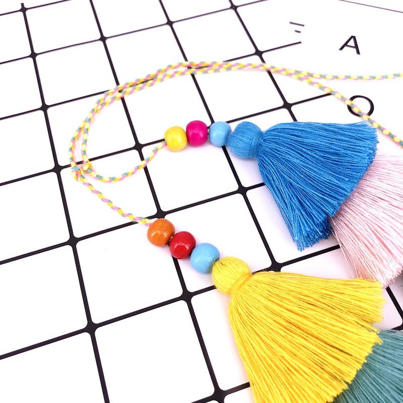 QTMY Colorful Tassel Bag Charm for Women,Layered Tassel Keychain Keyring Purse Handbag Decor Pendant (1) - Image 4